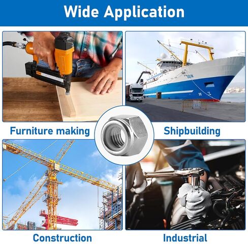 45 Pack 3/8"-16 Lock Nuts, 304 (A2-70) Stainless Steel Nylon Insert Locknuts,Standard Inch Thread Nylock Nuts in Kuwait