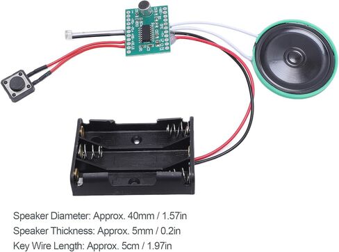 FOSA Recordable Greeting Cards Voice Module, Sound Chip Recorder Board 4 Minutes Recording Time, with 40mm Speaker for DIY Crafts Xmas Cards in Kuwait