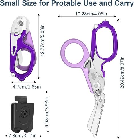 6 in 1 Multi-function Foldable Trauma Shears with Compatible Holster, Outdoor Camping Emergency Kits Emergency Response Scissors With Strap Cutter and Glass Breaker (Purple) in Saudi Arabia