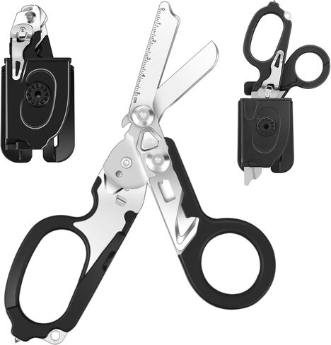 6 in 1 Multi-function Foldable Trauma Shears with Compatible Holster, Outdoor Camping Emergency Kits Emergency Response Scissors With Strap Cutter and Glass Breaker (Purple) in Saudi Arabia