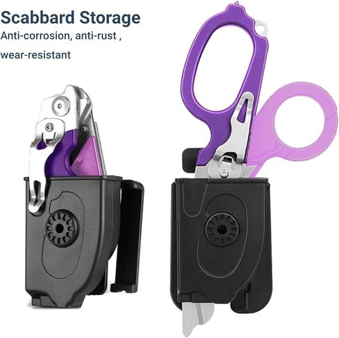 6 in 1 Multi-function Foldable Trauma Shears with Compatible Holster, Outdoor Camping Emergency Kits Emergency Response Scissors With Strap Cutter and Glass Breaker (Purple) in Saudi Arabia