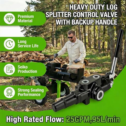 Hydraulic Log Splitter Valve w/ 2 Joystick, Hydraulic Directional Control Valve, 1 Spool 25GPM 3626PSI Hydraulic Loader Valve for Log Splitter, Small Tractors & Loaders in Kuwait