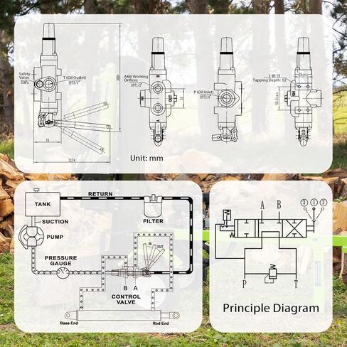 Hydraulic Log Splitter Valve w/ 2 Joystick, Hydraulic Directional Control Valve, 1 Spool 25GPM 3626PSI Hydraulic Loader Valve for Log Splitter, Small Tractors & Loaders in Kuwait