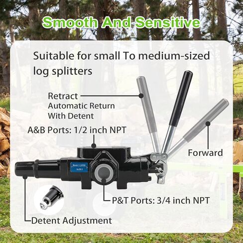 Hydraulic Log Splitter Valve w/ 2 Joystick, Hydraulic Directional Control Valve, 1 Spool 25GPM 3626PSI Hydraulic Loader Valve for Log Splitter, Small Tractors & Loaders in Kuwait