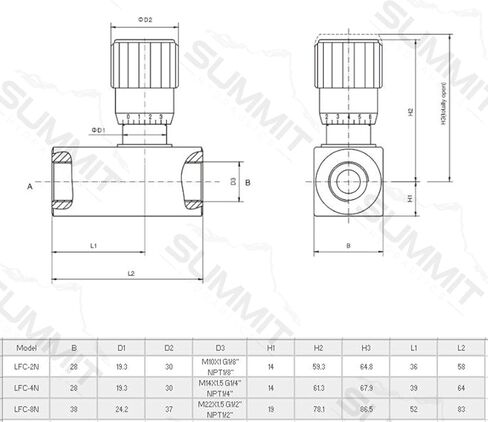 Hydraulic Flow Control Valve w/Free Reverse Flow, 1/8" NPT Ports in Saudi Arabia