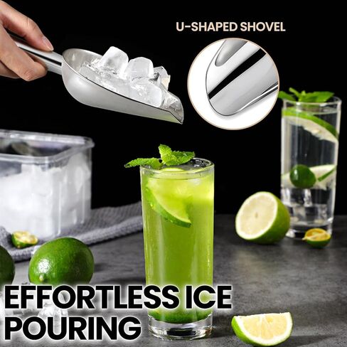 12oz Stainless Steel Ice Scoop for Freezer with Magnetic Hook– Dishwasher Safe Ice Scooper for Ice Machine with Long Handle – Metal Scoop for Ice Bucket, Dog Food, Flour, Canisters in Saudi Arabia