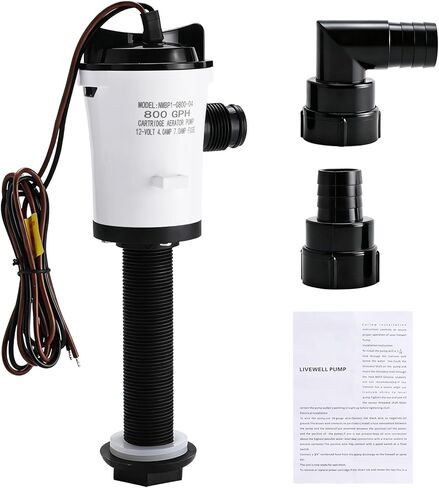 YaeMarine 12V DC 800 GPH Straight Baitwell Livewell Aerator Pump Live Bait Tank Aerator Livewell Pump Submersible Cartridge Boat Bilge Pump in Saudi Arabia