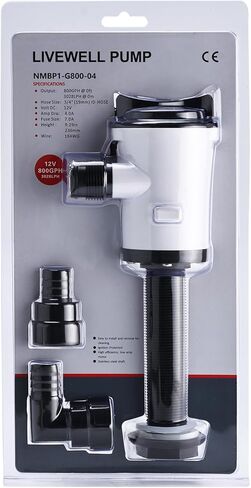YaeMarine 12V DC 800 GPH Straight Baitwell Livewell Aerator Pump Live Bait Tank Aerator Livewell Pump Submersible Cartridge Boat Bilge Pump in Saudi Arabia