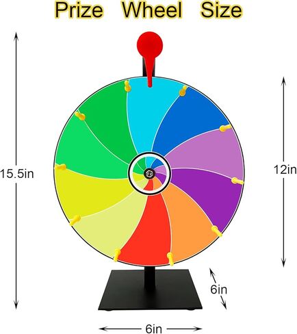 Bejudud 12 Inch Spin Wheel Prize Wheel, 10 Slots Color Roulette Spinner Wheel, Tabletop Spin The Wheel of Fortune with Dry Erase Marker and Eraser for Carnival, Trade Show (12 Inches) in Saudi Arabia