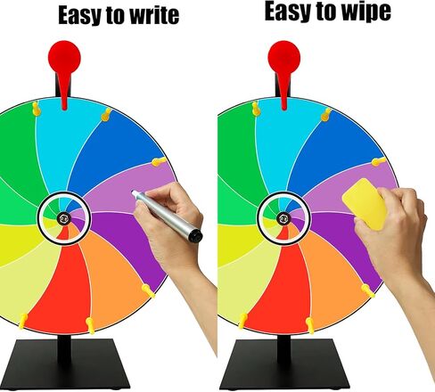 Bejudud 12 Inch Spin Wheel Prize Wheel, 10 Slots Color Roulette Spinner Wheel, Tabletop Spin The Wheel of Fortune with Dry Erase Marker and Eraser for Carnival, Trade Show (12 Inches) in Saudi Arabia