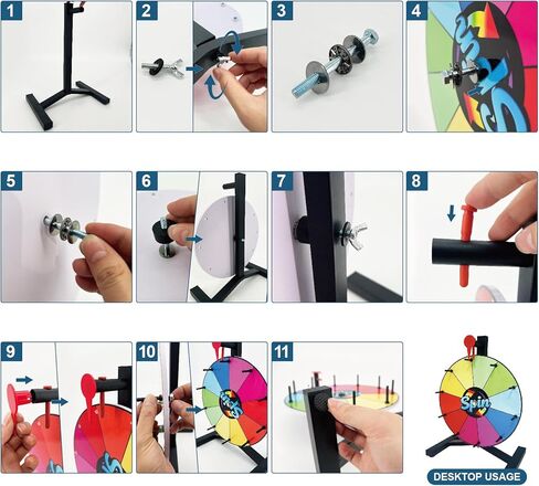 12 Inch Prize Wheel, 12 Slots Color Wheel of Fortune with Stand, Wall-Mountable Spinning Wheel for Prizes with Dry Erase Marker and Eraser, Trade Shows, Carnivals and Home Fortune Games in Saudi Arabia