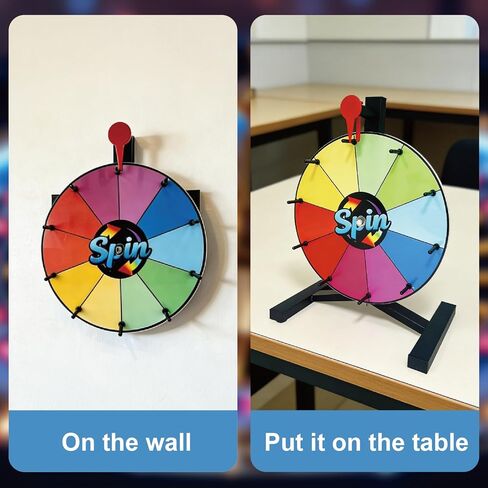 12 Inch Prize Wheel, 12 Slots Color Wheel of Fortune with Stand, Wall-Mountable Spinning Wheel for Prizes with Dry Erase Marker and Eraser, Trade Shows, Carnivals and Home Fortune Games in Saudi Arabia