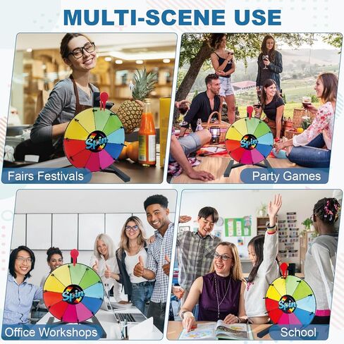 12 Inch Prize Wheel, 12 Slots Color Wheel of Fortune with Stand, Wall-Mountable Spinning Wheel for Prizes with Dry Erase Marker and Eraser, Trade Shows, Carnivals and Home Fortune Games in Saudi Arabia