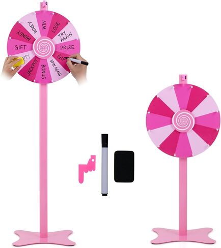 Goplus 24" Prize Wheel, Tabletop or Floor Standing Spinning Prize Wheel with Blackboard Marker, Eraser & Spare Pointer, 12 Slots Win Fortune Spin Game in Party Hub Trade Show Carnival (24 inch) in Saudi Arabia