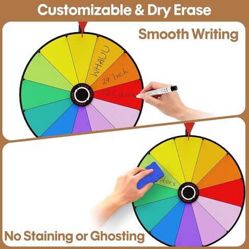 24 Inch Prize Wheel, Adjustable 47"-61" Height Heavy Duty Spinning Wheel for Prizes, 12 Slots Prize Wheel Spinner with Dry Erase Kit for Parties, Carnivals, Trade Shows in Saudi Arabia