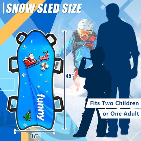 زلاجات ثلجية كبيرة قابلة للطي مقاس 45 بوصة، زلاجات ثلجية محمولة ملفوفة للأطفال والكبار، زلاجات شتوية متينة من نسيج البولي إيثيلين السميك مع مقابض للتحكم المستقر، تناسب طفلين أو شخص بالغ in Kuwait