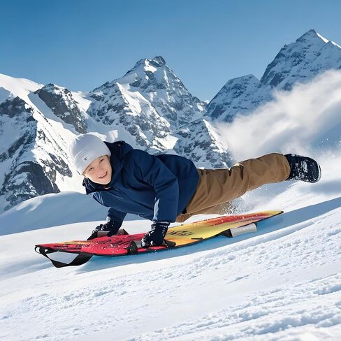 WOOWAVE 45"×18" Foldable Snow Sled，Fits 2 Children or 1 Adult，Ultra Portable, Strong and Durable, Sturdy Fabric Stitching, Handles with Steering，Kid's Winter Fun (Yellow-45 Foldable Extra Cushion) in Kuwait