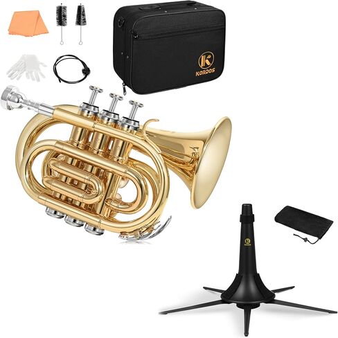 Pocket Trumpet – Professional Bb Brass Trumpet with Upgraded Stand, Complete Student & Travel Bundle in Kuwait