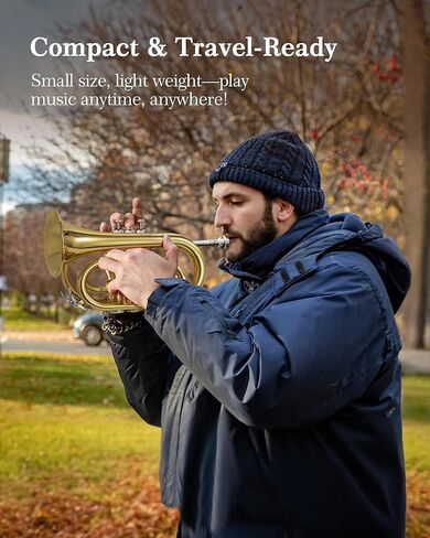 Pocket Trumpet – Professional Bb Brass Trumpet with Upgraded Stand, Complete Student & Travel Bundle in Kuwait