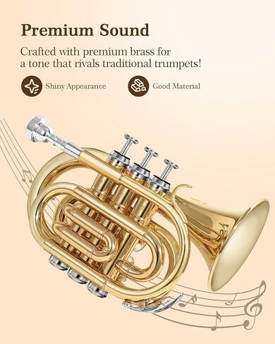 Pocket Trumpet – Professional Bb Brass Trumpet with Upgraded Stand, Complete Student & Travel Bundle in Kuwait