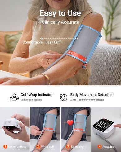 iHealth Track Pro Upper Arm Blood Pressure Monitor, Full-View LED Screen, Body & Cuff Detection, App-Enabled for iOS & Android, Adjustable Cuff Large Adults Arm Friendly in Kuwait