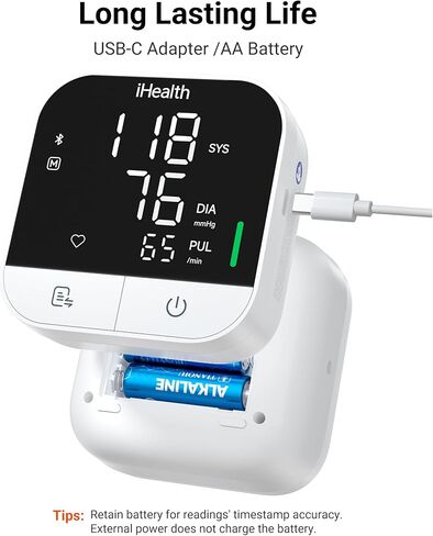 iHealth Track Pro Upper Arm Blood Pressure Monitor, Full-View LED Screen, Body & Cuff Detection, App-Enabled for iOS & Android, Adjustable Cuff Large Adults Arm Friendly in Kuwait