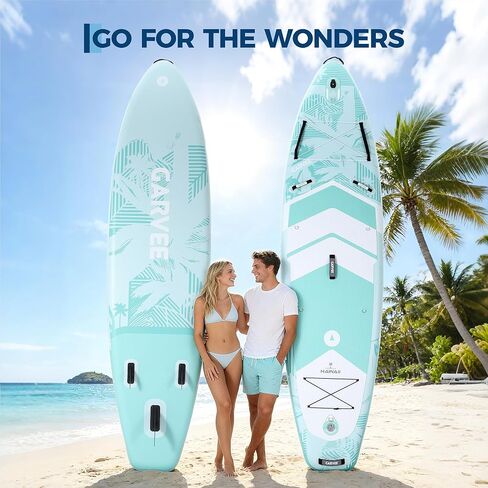 لوح مجداف عمودي خفيف الوزن وقابل للنفخ - قدرة ثابتة تبلغ 450 رطلًا، سطح مضاد للانزلاق، مجموعة كاملة - مثالية للمبتدئين ولجميع مستويات المهارة in Kuwait