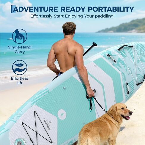 لوح مجداف عمودي خفيف الوزن وقابل للنفخ - قدرة ثابتة تبلغ 450 رطلًا، سطح مضاد للانزلاق، مجموعة كاملة - مثالية للمبتدئين ولجميع مستويات المهارة in Kuwait