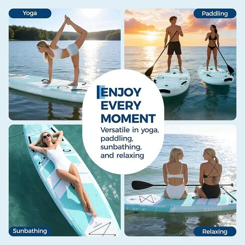 لوح مجداف عمودي خفيف الوزن وقابل للنفخ - قدرة ثابتة تبلغ 450 رطلًا، سطح مضاد للانزلاق، مجموعة كاملة - مثالية للمبتدئين ولجميع مستويات المهارة in Kuwait