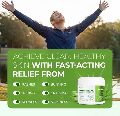 كريم مضاد للفطريات من إنليفاي لقدم الرياضيين: علاج مضاد للفطريات مع 2% نترات ميكونازول لحكة جوك السعفة - سريع الامتصاص وغير دهني لعشاق الصالة الرياضية للاستخدام اليومي (3.4 أونصة) in Kuwait