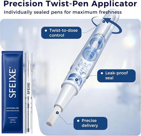 قلم معالجة فطريات القدم وأظافر القدم للرياضيين المؤهلين من إدارة الغذاء والدواء الأمريكية - الحد الأقصى من مضادات الفطريات التي لا تحتاج إلى وصفة طبية مع 25% من حمض الأنديسيلينيك، أداة توزيع دقيقة لتخفيف الحكة والعناية بالأظافر in Kuwait