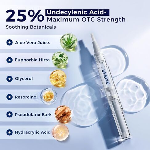 قلم معالجة فطريات القدم وأظافر القدم للرياضيين المؤهلين من إدارة الغذاء والدواء الأمريكية - الحد الأقصى من مضادات الفطريات التي لا تحتاج إلى وصفة طبية مع 25% من حمض الأنديسيلينيك، أداة توزيع دقيقة لتخفيف الحكة والعناية بالأظافر in Kuwait