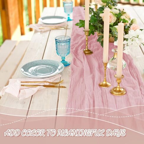 2 Pack Pink Cheesecloth Table Runner, 10Ft Boho Gauze Cheese Cloth Table Runners for Wedding, Party, Dinner, Baby Shower, 120 Inches Long Table Runner for Valentine's Day, Easter, Mother's Day Decor in Saudi Arabia