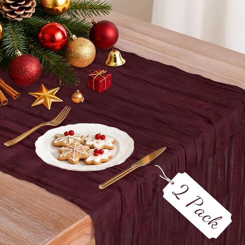 2 Pack Pink Cheesecloth Table Runner, 10Ft Boho Gauze Cheese Cloth Table Runners for Wedding, Party, Dinner, Baby Shower, 120 Inches Long Table Runner for Valentine's Day, Easter, Mother's Day Decor in Saudi Arabia
