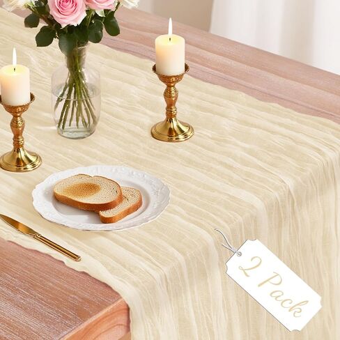 2 Pack Pink Cheesecloth Table Runner, 10Ft Boho Gauze Cheese Cloth Table Runners for Wedding, Party, Dinner, Baby Shower, 120 Inches Long Table Runner for Valentine's Day, Easter, Mother's Day Decor in Saudi Arabia