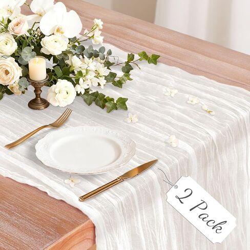 2 Pack Pink Cheesecloth Table Runner, 10Ft Boho Gauze Cheese Cloth Table Runners for Wedding, Party, Dinner, Baby Shower, 120 Inches Long Table Runner for Valentine's Day, Easter, Mother's Day Decor in Saudi Arabia