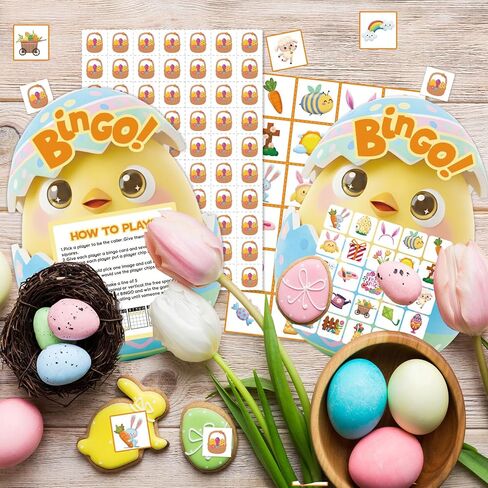 لعبة YQUQWN لعيد الفصح بينجو 24 لاعبًا، بطاقات بينجو البيض، لوازم حفلات الربيع، نشاط طاولة عيد الفصح السعيد لتجمعات العطلات العائلية in Saudi Arabia