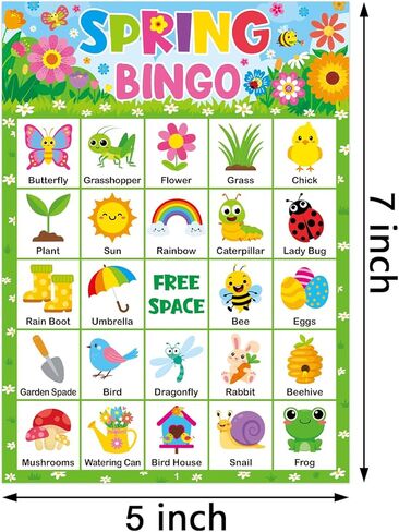 Yoklili Spring Bingo Game Cards 24 Players Springtime Party Card Games School Classroom Games Party Supplies in Kuwait