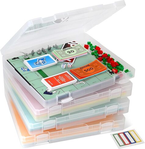 4-Pack Art & Craft Organizer Storage Case - Semi Transparent Stackable Plastic Craft Storage Container, Project Organizer Box Paper Organizer Custom Size Fit 8.5 x 11 Paper & More 12.4 x 10.8 x 1.7 In in Kuwait