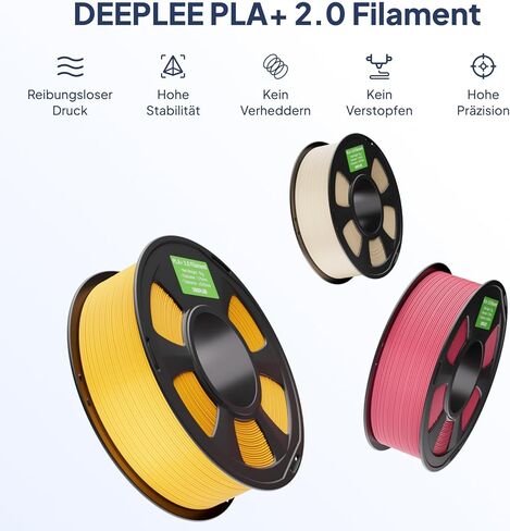 DEEPLEE PLA+ 2.0 Filament 1.75mm, Stronger Toughness 3D Printer Filament, White 1KG, Upgrade PLA Plus 3D Printer Filament, High Speed PLA+ Filament for Most FDM 3D Drucker in Saudi Arabia