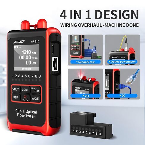 NF-916 4 في 1 جهاز اختبار الألياف البصرية، مقياس الطاقة الضوئية VFL REF FC SC ST، محدد موقع الأخطاء البصرية، أدوات الشبكة بشاشة عرض LCD in Kuwait