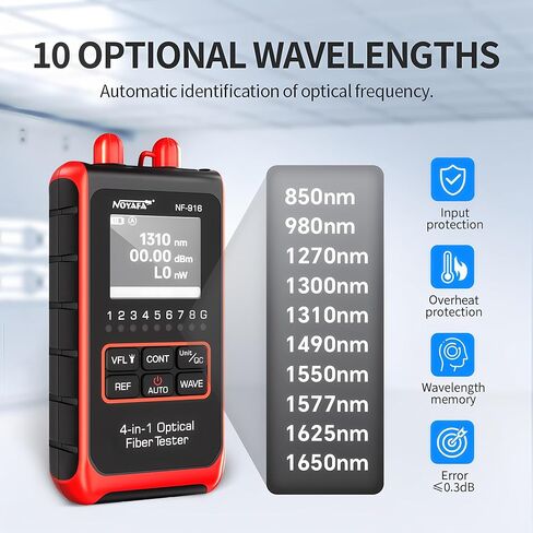 NF-916 4 في 1 جهاز اختبار الألياف البصرية، مقياس الطاقة الضوئية VFL REF FC SC ST، محدد موقع الأخطاء البصرية، أدوات الشبكة بشاشة عرض LCD in Kuwait