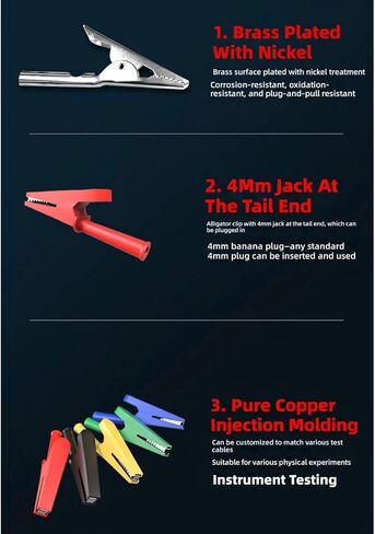 OrdinarYone 5 قطعة مشبك التمساح مطلي بالنحاس مع مطاط معزول وفتحة 4 مللي متر لأداة اختبار التيار العالي لقابس الموز in Kuwait