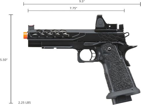 مسدس لانسر التكتيكي STRYK Hi-Capa 5.1 ذو الارتداد الغازي Airsoft مع رؤية منعكسة بنقطة حمراء in Kuwait