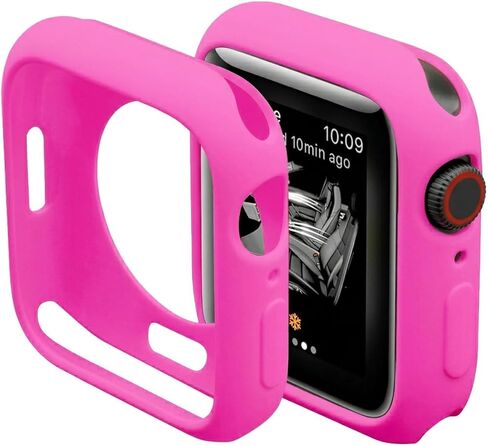 Slim Bumper Case Compatible with Apple Watch, Soft Silicone TPU Protective Cover, Rugged Frame with Open Screen Design Protector for iWatch Series SE/6/5/4, 44mm Black in Saudi Arabia