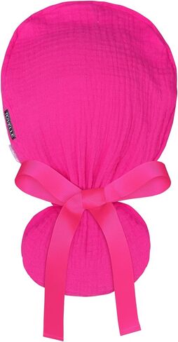 قبعة فرك ذيل حصان للنساء - قبعة جراحية بلون وردي فاقع مع أزرار، قبعات فرك ذيل حصان قطنية، قبعة جراحية قابلة للتعديل للنساء لتأمين الشعر الطويل in Kuwait