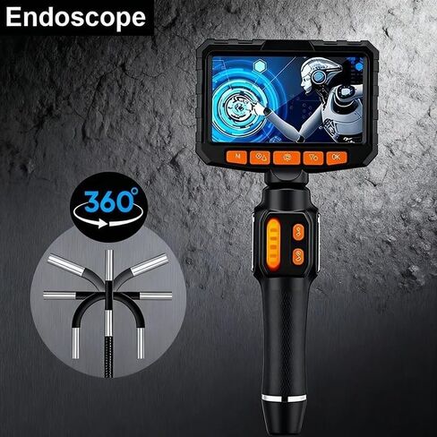 360 ° Rotating Dual-Lens Endoscope, 3.9/6.0MM 5-inch IPS Endoscope Inspection Camera, Mechanical Industrial Endoscope(1.5m,5.0 inch Screen) in Saudi Arabia