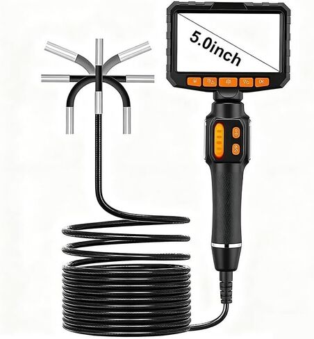 360 ° Rotating Dual-Lens Endoscope, 3.9/6.0MM 5-inch IPS Endoscope Inspection Camera, Mechanical Industrial Endoscope(1.5m,5.0 inch Screen) in Saudi Arabia