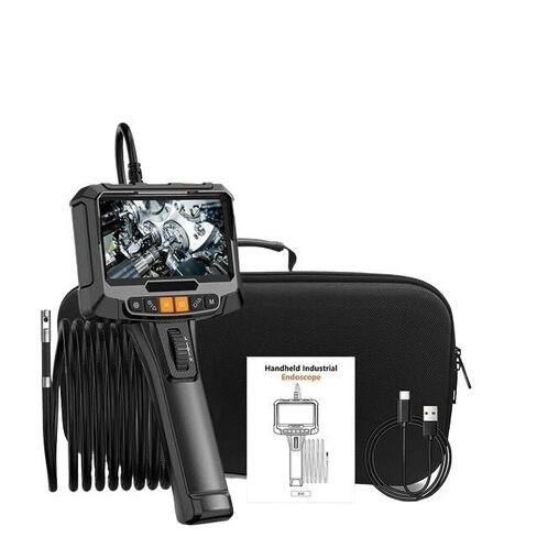 كاميرا المنظار الصناعي بتوجيه 360 درجة 8 مم 5 بوصة شاشة IPS عدسة واحدة ومزدوجة للفحص Borescope 1080P لنقطة محرك السيارة (2 متر، 8.5 مم عدسة واحدة) in Saudi Arabia