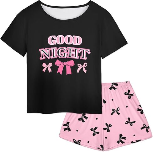 Girls Pajamas for Kids Summer Pjs for Girl Pajama Sets 2Pcs Short Sleeve Top and Shorts Sleepwear for Teen in Kuwait
